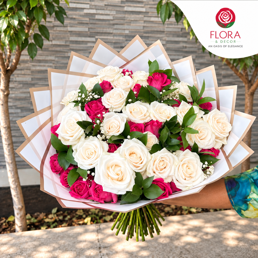 The Ivory & Fuchsia Bouquet